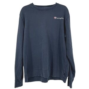 Champion Mens Sweatshirt Large Navy Blue Crew Neck Pullover Long Sleeve